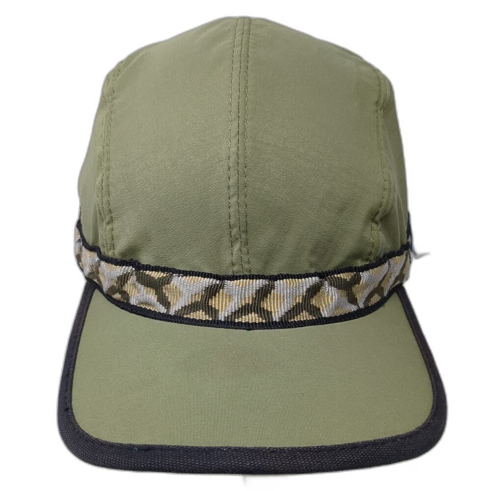 KAVU Baseball Cap Green M Strapback Patterned Webbing Nylon Made in USA Hat